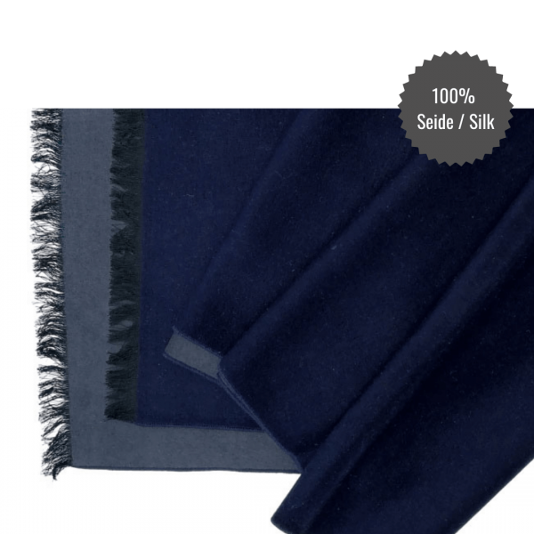 Scarf Shawl Silk Flannel Dark Blue  Light Blue